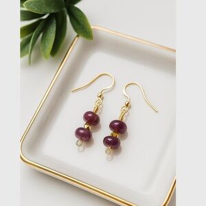 Purple Jade Dangle Earrings, Handmade Minimalist Hypoallergenic Jewelry